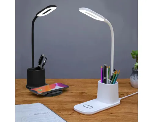 Настольная лампа с беспроводной зарядкой Tenza, белая