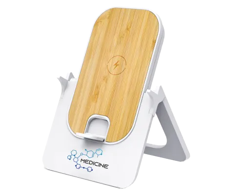 Беспроводное зарядное устройство Bambooco 15W, белый с бамбуковым