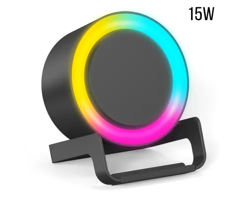 Беспроводная Bluetooth колонка U-Tone RGB c функцией беспроводной зарядки 15W, черный