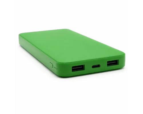 Внешний аккумулятор Polus, 10000 Mah, софт-тач покрытие, зеленый