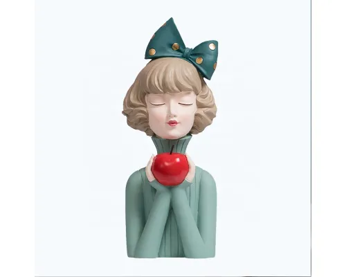 Статуэтка  "Девушка с яблоком", цвет зеленый