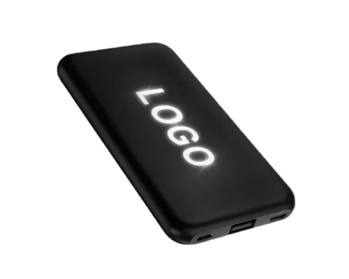 Внешний аккумулятор Kugo, 10000 mAh с подсветкой гравировки, черный