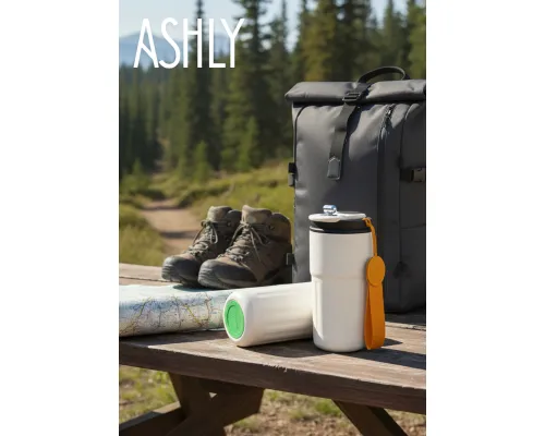 Термокружка Ashly To Go, белая/оранжевая/светло-зелёная