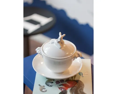 Бульонница "Кролик - Везунчик" с тарелкой, 425 мл, Белый