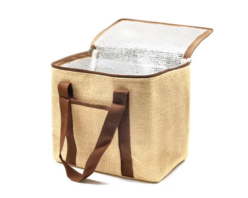 Сумка-холодильник из джутовой ткани Snow 290 г/см, бежевая