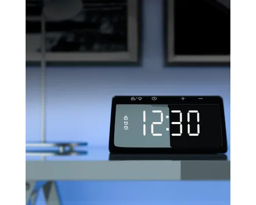 Часы настольные Bridge с функцией беспроводной зарядки, черный