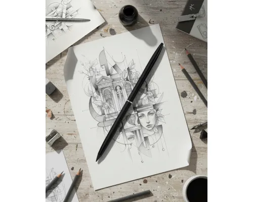 Вечный карандаш с шариковой ручкой EverLine, чёрный