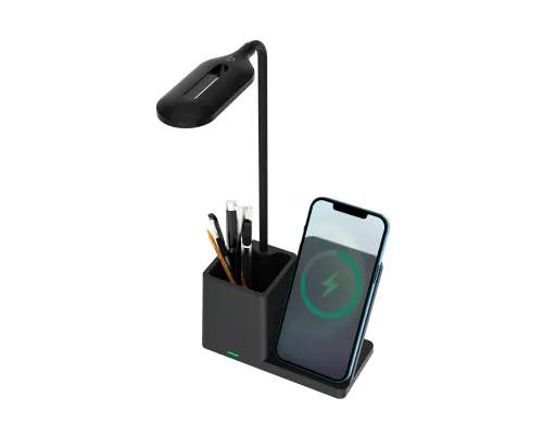 Настольная лампа с беспроводной зарядкой Stark, черная