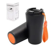 Термокружка Surprise To Go с индикатором, чёрная/оранжевая