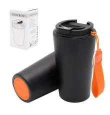 Термокружка Surprise To Go с индикатором, чёрная/оранжевая