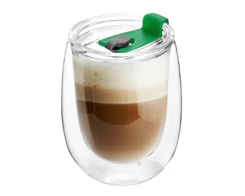 Стакан стеклянный Mango To Go, белый/зелёный