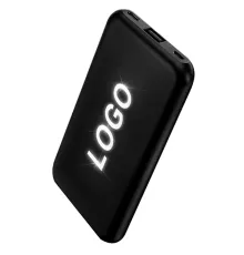 Внешний аккумулятор Kugo, 10000 mAh с подсветкой гравировки, черный