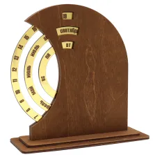 Вечный календарь из дерева TimeLore, коричневый / золотой