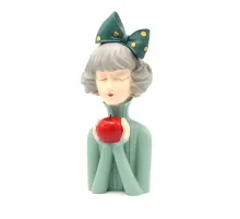 Статуэтка  "Девушка с яблоком", цвет зеленый