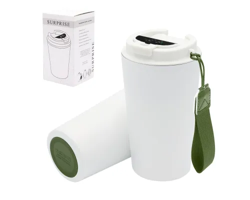 Термокружка Surprise To Go с индикатором, белая/хаки