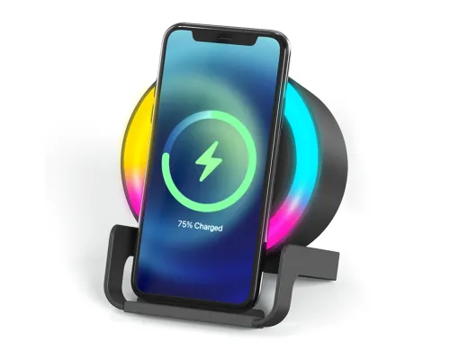 Беспроводная Bluetooth колонка U-Tone RGB c функцией беспроводной зарядки 15W, черный