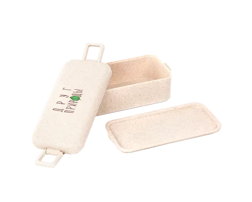 Ланчбокс (контейнер для еды) Bricker из пшеничного волокна, бежевый