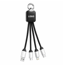 Кабель - брелок Plug с подсветкой гравировки, черный