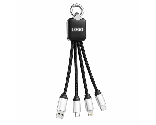 Кабель - брелок Plug с подсветкой гравировки, черный