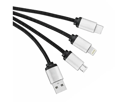 Кабель - брелок Plug с подсветкой гравировки, черный