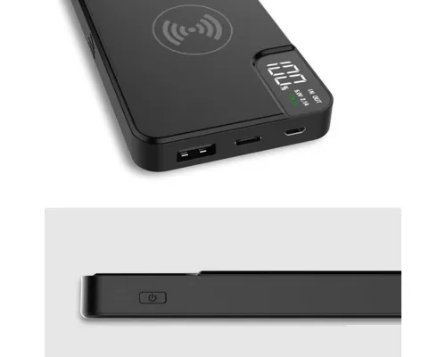 Внешний аккумулятор gPro QI, с беспроводной зарядкой 10000 mAh, черный