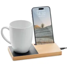 Зарядное устройство Allow c беспроводной зарядкой и функцией подогрева, светло-коричневый