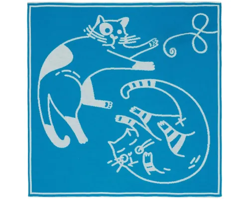 Детский плед Tender. Cats, белый с бирюзовым