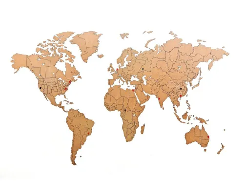 Деревянная карта мира World Map True Puzzle Large, коричневая Деревянная карта мира World Map True Puzzle Large, коричневая