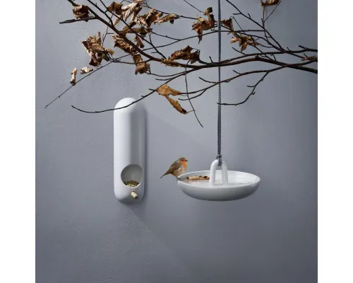 Кормушка для птиц Bird Feeder Tube, настенная, белая