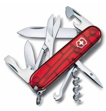 Офицерский нож CLIMBER 91, прозрачный красный