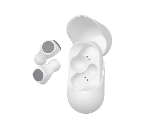 Наушники беспроводные GEOZON WAVE, с зарядным боксом, покрытие soft touch, белые