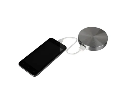 Универсальный аккумулятор "UFO" (6000mAh) в подарочной коробке,темно-серый,8,6х1,5 см,металл
