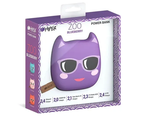 Аккумулятор универсальный HIPER ZOO BLUEBERRY Li-Pol 8000 мАч, фиолетовый Аккумулятор универсальный HIPER ZOO BLUEBERRY Li-Pol 8000 мАч, фиолетовый
