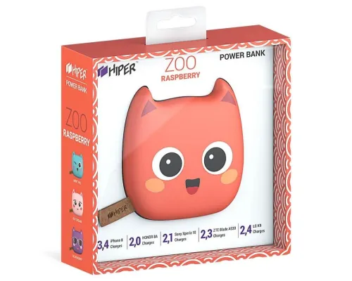 Аккумулятор универсальный HIPER ZOO RASPBERRY Li-Pol 8000 мАч, красный Аккумулятор универсальный HIPER ZOO RASPBERRY Li-Pol 8000 мАч, красный