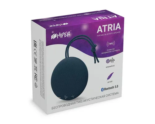 Колонка беспроводная ATRIA TWS, цвет т.синий Колонка беспроводная ATRIA TWS, цвет т.синий