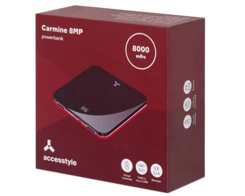 Внешний аккумулятор Accesstyle Carmine 8MP 8000 мАч, черный/красный