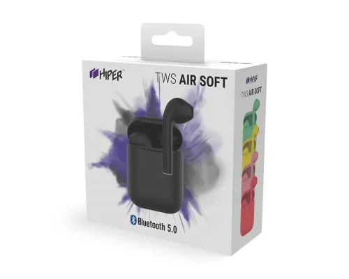 Наушники беспроводные с зарядным боксом TWS AIR SOFT, цвет черный Наушники беспроводные с зарядным боксом TWS AIR SOFT, цвет черный