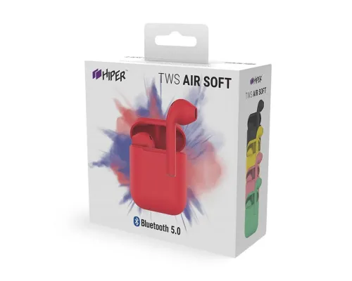 Наушники беспроводные с зарядным боксом TWS AIR SOFT, цвет красный Наушники беспроводные с зарядным боксом TWS AIR SOFT, цвет красный