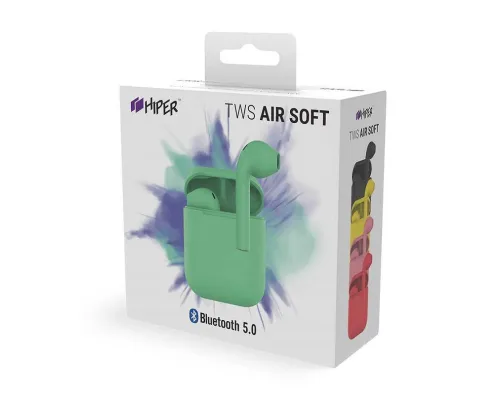 Наушники беспроводные с зарядным боксом TWS AIR SOFT, цвет мятный Наушники беспроводные с зарядным боксом TWS AIR SOFT, цвет мятный