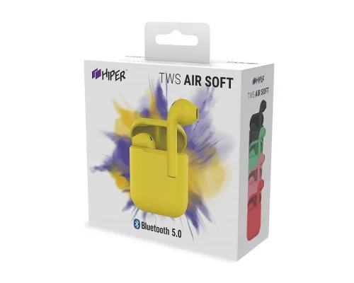 Наушники беспроводные с зарядным боксом TWS AIR SOFT, цвет желтый Наушники беспроводные с зарядным боксом TWS AIR SOFT, цвет желтый