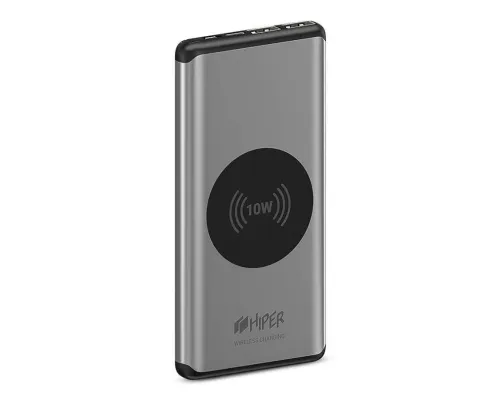 Универсальный аккумулятор NANO X Silver 10000 мАч, с беспроводной зарядкой в алюминиевом корпусе