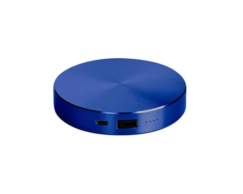 Универсальный аккумулятор "UFO" (6000mAh) в подарочной коробке,синий, 8,6х1,5 см,металл