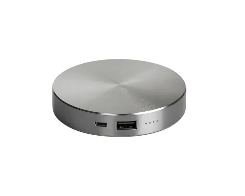 Универсальный аккумулятор "UFO" (6000mAh) в подарочной коробке,темно-серый,8,6х1,5 см,металл