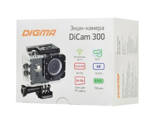 Экшн-камера Digma DiCam 300, серая