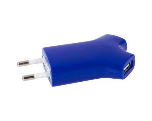 Сетевое зарядное устройство Uniscend Double USB, синее