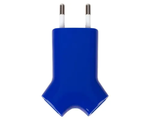 Сетевое зарядное устройство Uniscend Double USB, синее