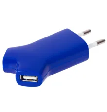 Сетевое зарядное устройство Uniscend Double USB, синее