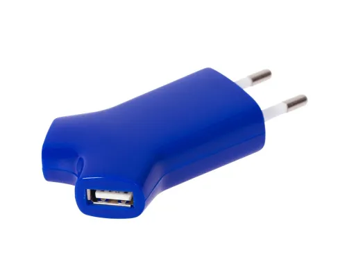 Сетевое зарядное устройство Uniscend Double USB, синее