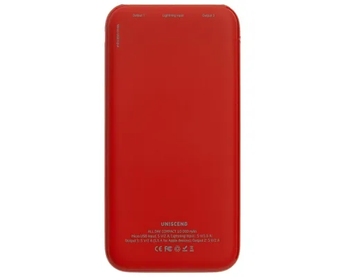Внешний аккумулятор Uniscend All Day Compact 10000 мАч, красный Внешний аккумулятор Uniscend All Day Compact 10000 мАч, красный