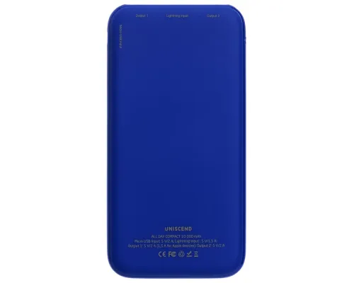 Внешний аккумулятор Uniscend All Day Compact 10000 мАч, синий Внешний аккумулятор Uniscend All Day Compact 10000 мАч, синий